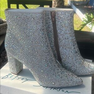 Betsey Johnson Glittering Silver Heeled Boots
